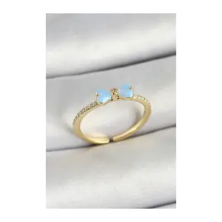 Pirinç Fiyonk Figürlü Zirkon Taşlı Gold Renk Ayarlanabilir Kadın Yüzük