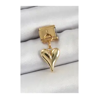 316L Çelik Sallantılı Kalp Model Gold Renk Nomination Charm