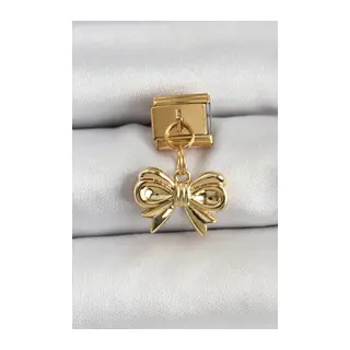 316L Çelik Sallantılı Fiyonk Model Gold Renk Nomination Charm