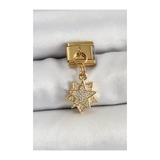 316L Çelik Sallantılı Zirkon Taşlı Yıldız Model Gold Renk Nomination Charm