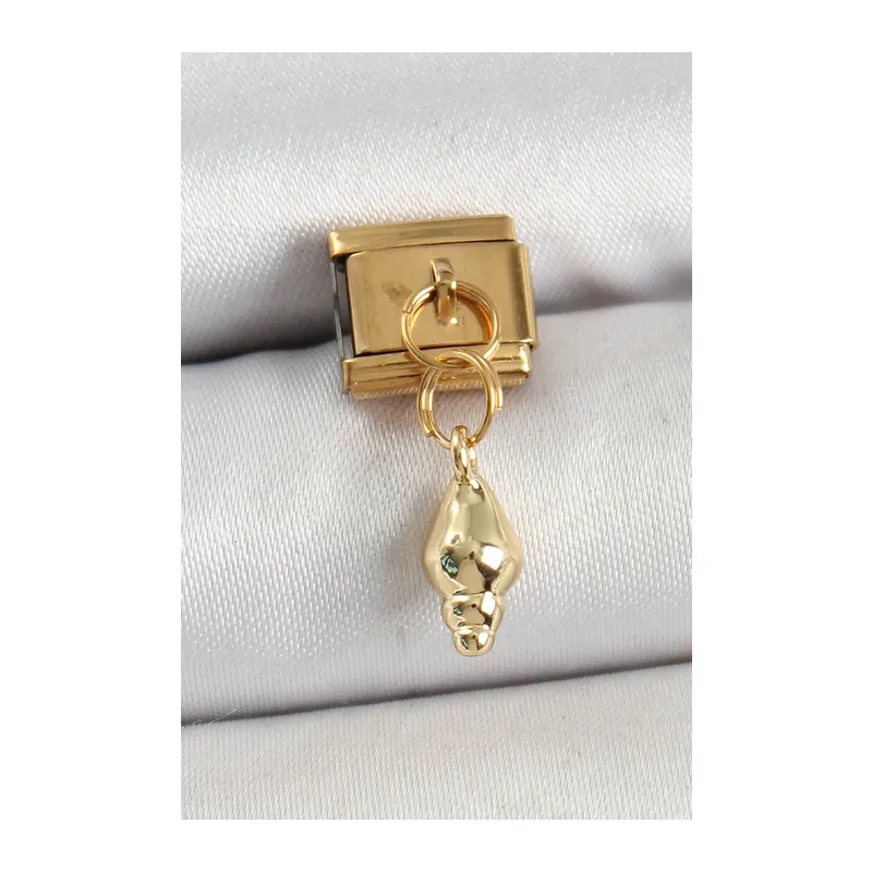 316L Çelik Sallantılı Deniz Kabuğu Model Gold Renk Nomination Charm