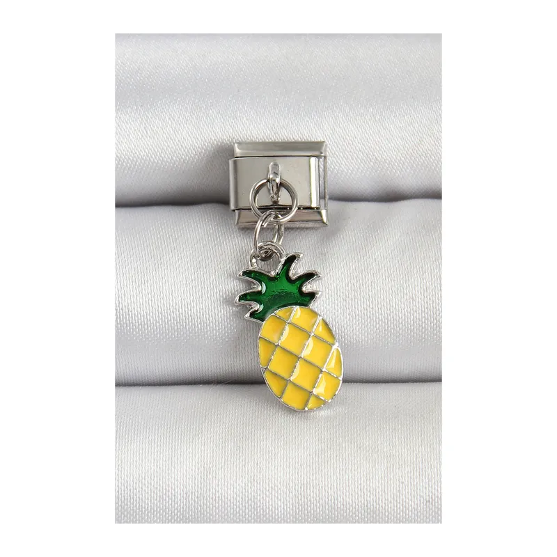 316L Çelik Gümüş Renk Ananas Model Nomination Charm