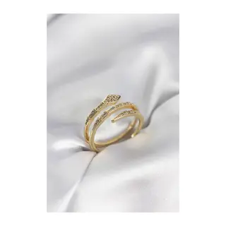 Yılan Model Gold Renk Zirkon Taşlı Kadın Yüzük