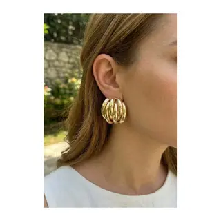Pirinç Gold Renk Vintage Kadın Küpe