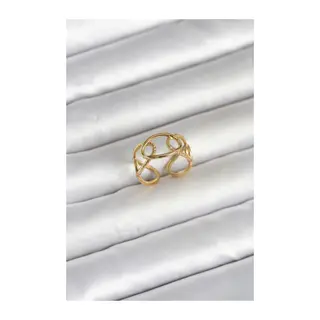 316L Çelik Gold Renk Zincir Model Kadın Yüzük