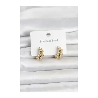 316L Çelik Gold Renk Halka Model Kadın Küpe