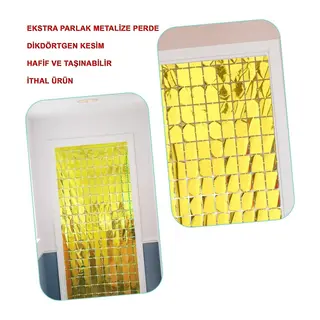 NessiWorld Ekstra Metalize Altın Renk Disko Dikdörtgen Kesim Kapı Perdesi Dekorasyon 1x2 Metre