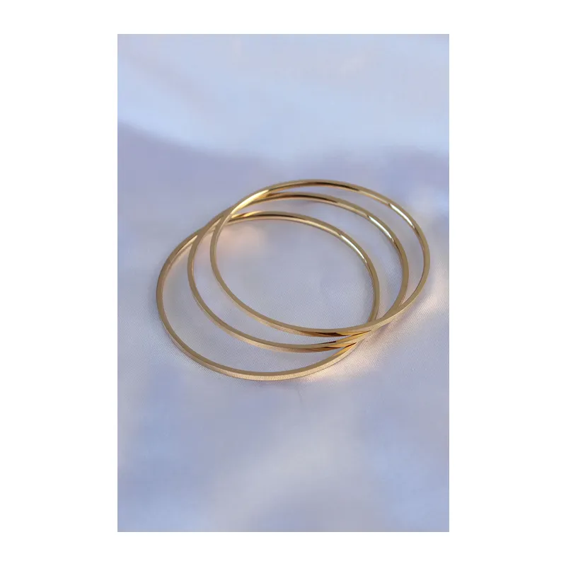 316L Çelik Gold Renk 3'lü Ajda Model Kadın 60 mm Bilezik