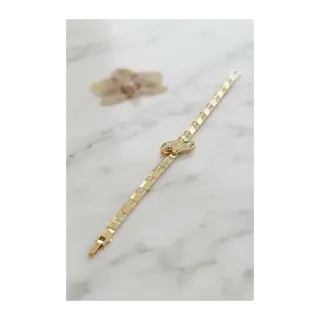 Gold Renk Pirinç Zirkon Taşlı Yılan Model Kadın Bileklik