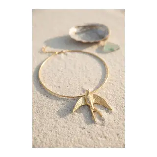 Kırlangıç Model Gold Renk Choker Kadın Kolye