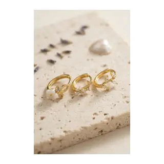 3 lü Set Çiçek Model Gold Renk Kadın Küpe