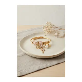 Geyik Model Gold Renk Pembe Charmlı Bileklik