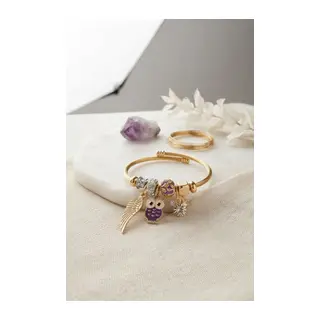 Mor Baykuş Model Gold Renk Charmlı Bileklik