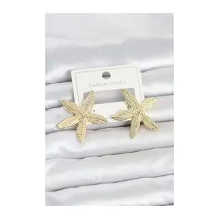 Gold Renk Pirinç Deniz Yıldızı Model Kadın Küpe