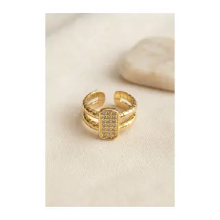 Clariss Parallel Luxury Zirkon Taşlı Gold Renk Yüzük