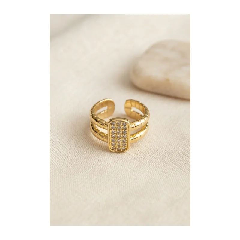 Clariss Parallel Luxury Zirkon Taşlı Gold Renk Yüzük