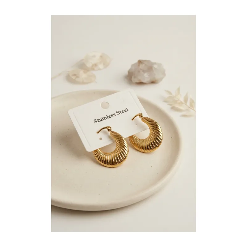316L Çelik Gold Renk Halka Model Küpe