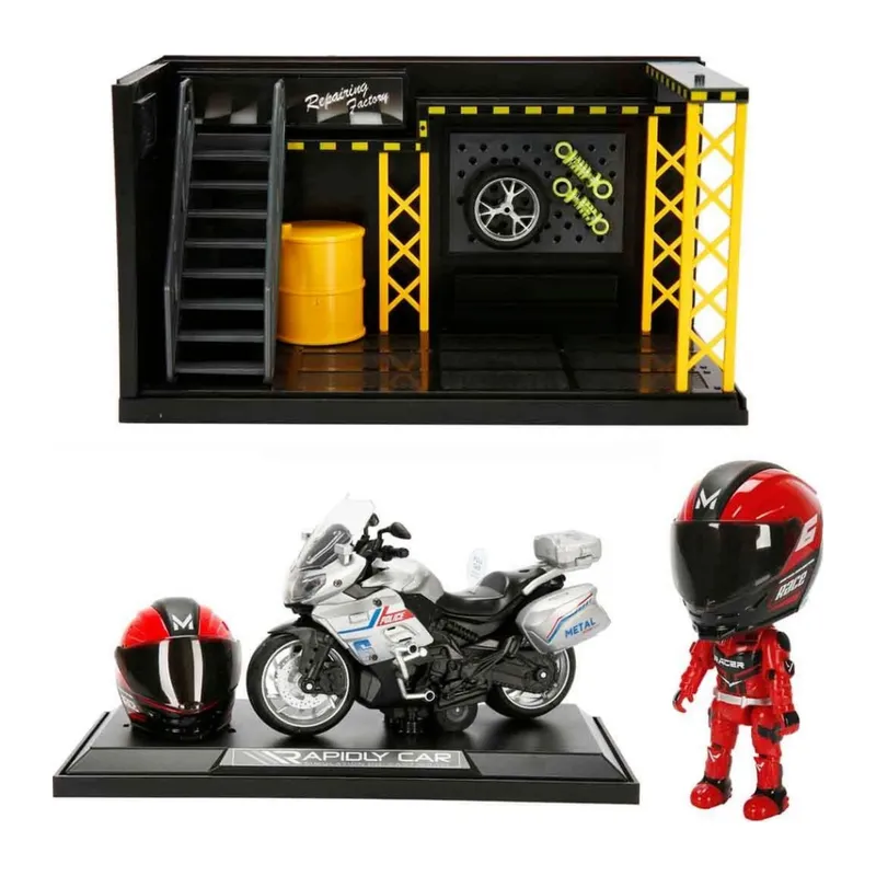 1:12 Sesli ve Işıklı Benelli Polis Die Cast Çek Bırak Motosiklet ve Tamir Atölyesi Seti adet fiyatıdır