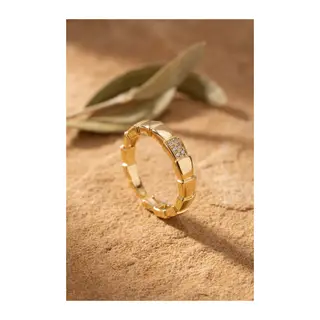 Gold Renk Yılan Model Zirkon Taşlı Kadın Yüzük