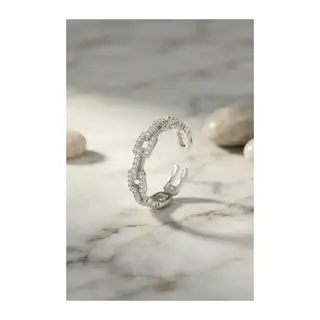 Gümüş Renk Zirkon Taşlı Zincir Model Kadın Yüzük