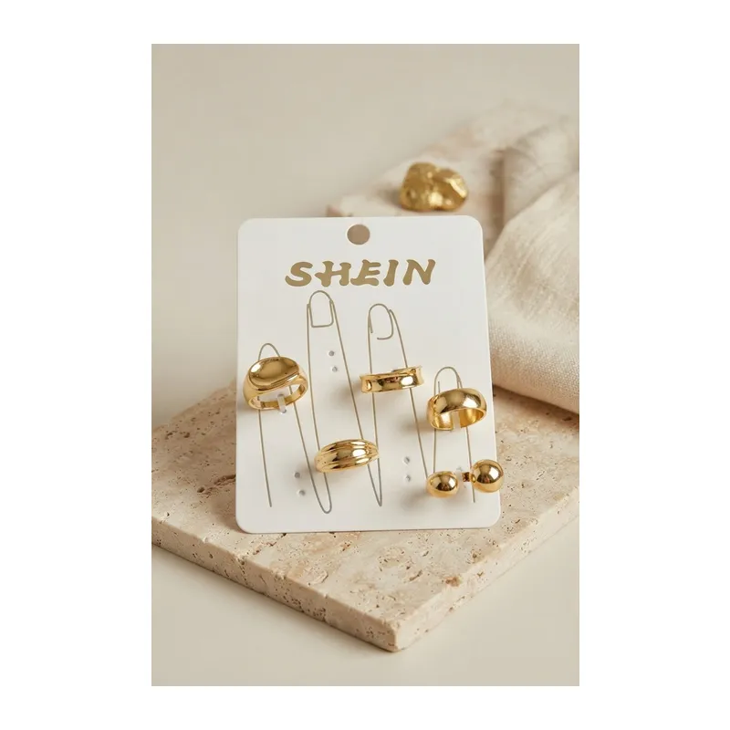 Gold Renk Pirinç Bohem Yüzük Kombini BYK4268