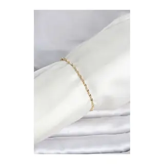 CM 14K Gold Renk Yassı Ezme Burgu Model Kadın Bileklik