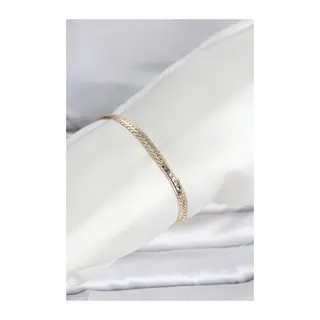 CM 14K Gold Renk Lazerli Yassı Zincir Model Kadın Bileklik