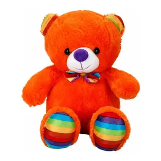 2962 Oturan Kurdeleli Renkli Peluş Ayı 30 cm