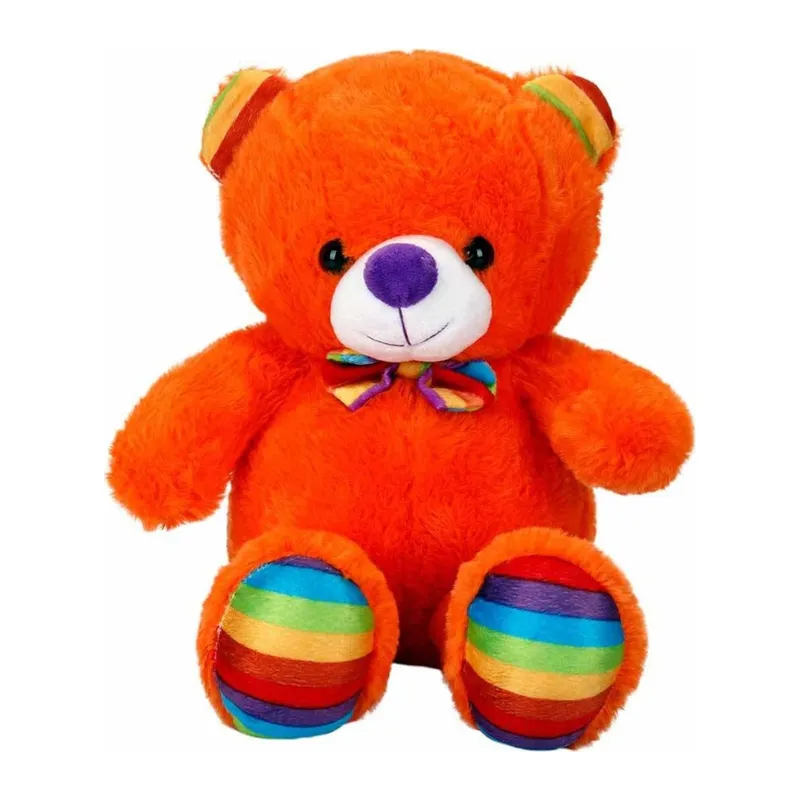 2962 Oturan Kurdeleli Renkli Peluş Ayı 30 cm