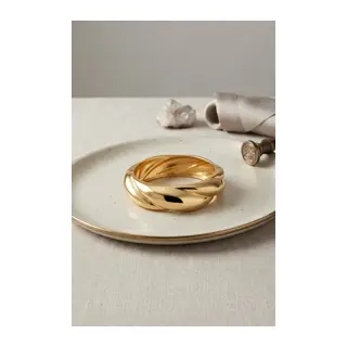 Gold Renk Pirinç Sarmal Model Vintage Kalın Kelepçe Bilezik