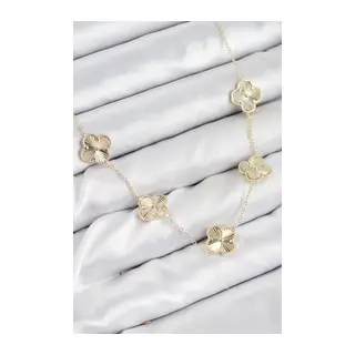 Pirinç VIP Yonca Model Gold Renk Kadın Kolye