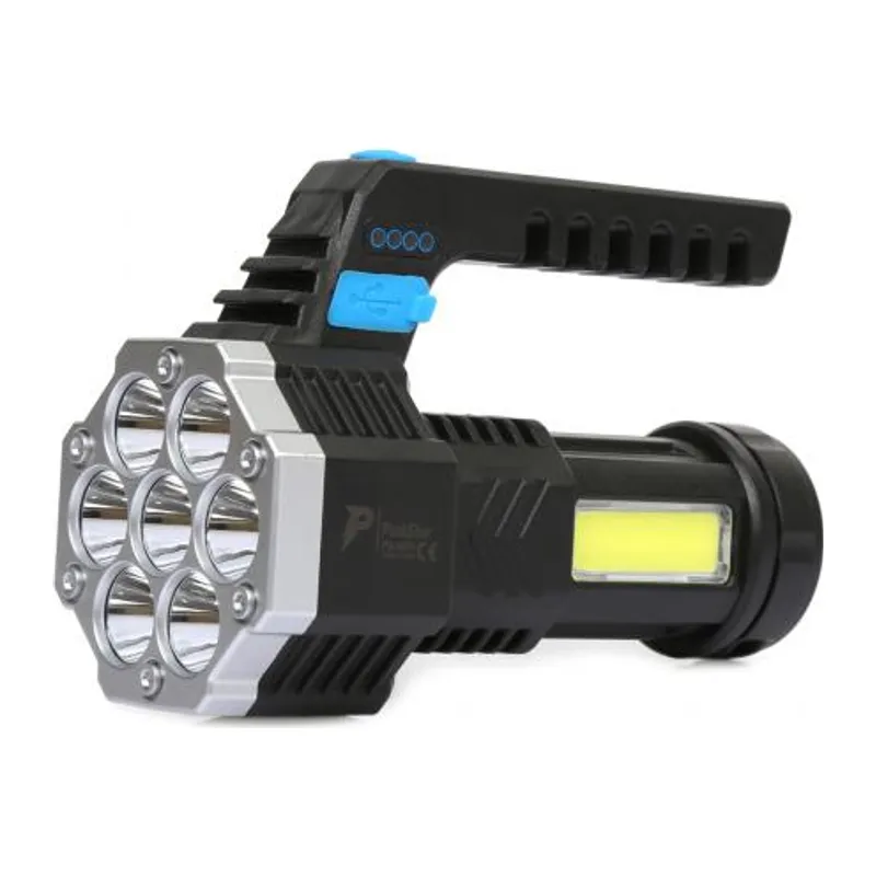 PS-3879 7*XPE + COB LED USB Şarjlı Göstergeli El Feneri