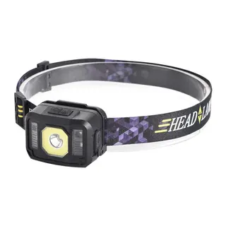 PS-024 Kırmızı İkaz Işıklı Çift Aydınlatmalı Sensörlü USB Şarjlı LED Kafa Feneri