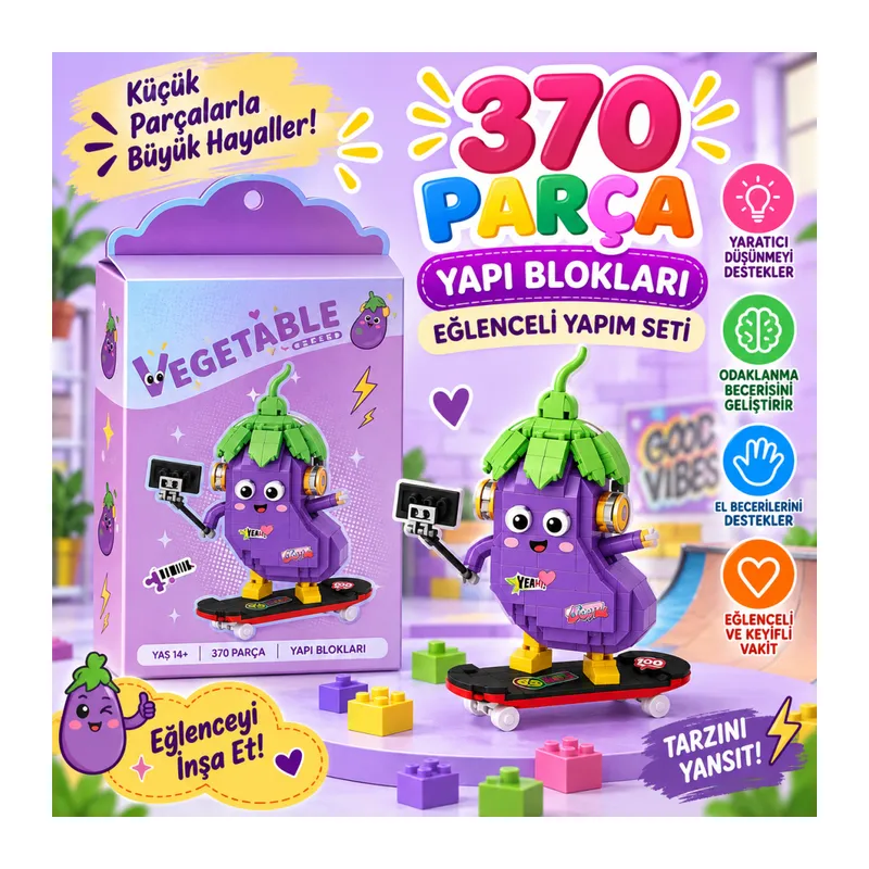 LZ-8857 Kaykay Süren Patlıcan 370 Parça Block Oyuncak