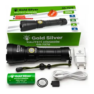 GS-7570 20 Watt 1200 Lümen Süper LED Zoomlu Profesyonel Şarjlı El Feneri