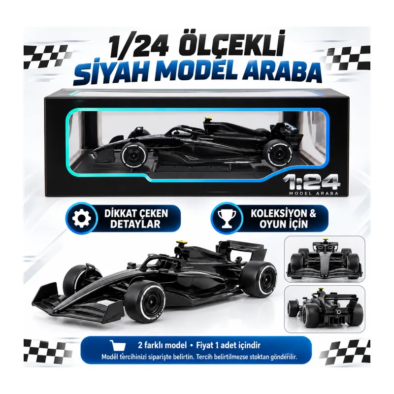1/24 Formula F1 Siyah Model Araba