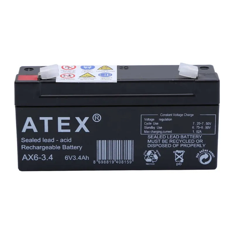 AX6-3.4 6V 3.4Ah Yatay Akü