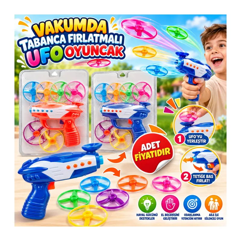 DMN0700 VAKUMDA TABANCA FIRLATMALI UFO OYUNCAK (adet fiyatıdır)