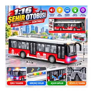 WY911A 1:16 Sesli Işıklı Sürtmeli Oyuncak Otobüs