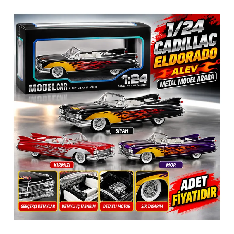 1901-601A.1/24 Cadillac Eldorad Alev Metal Model Araba