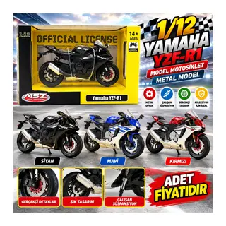 68491 1/12 YAMAHA YZF-R1 MODEL MOTOSİKLET METAL MODEL (adet fiyatıdır)