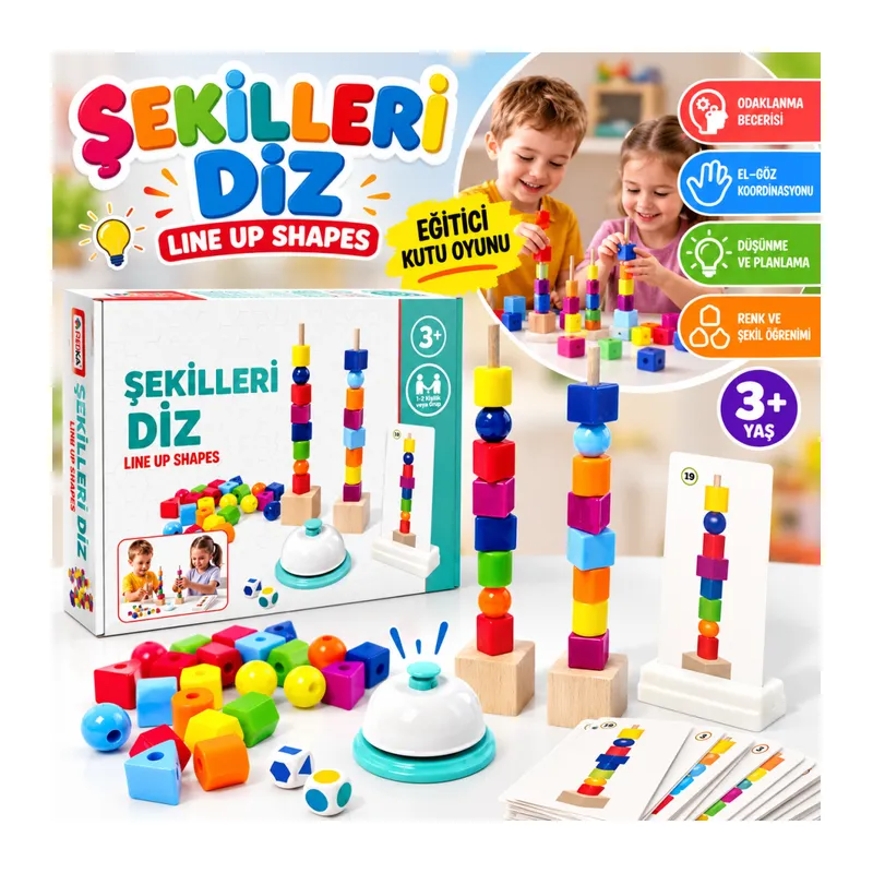 RD5660 Şekilleri Diz (lineup Shapes) Eğitici Kutu Oyunu