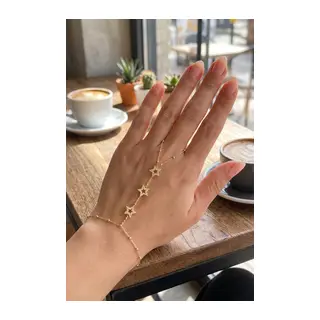Gold Renk Pirinç Zirkon Taşlı Yıldız Model Şahmeran