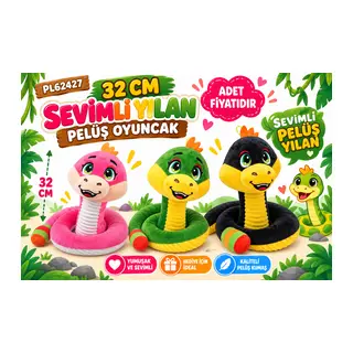 PL62427 32 CM SEVİMLİ YILAN PELUŞ OYUNCAK (adet fiyatıdır)