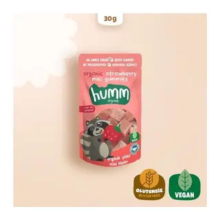 Organik Çilekli Glutensiz Vegan Mini Küpler 30 Gr