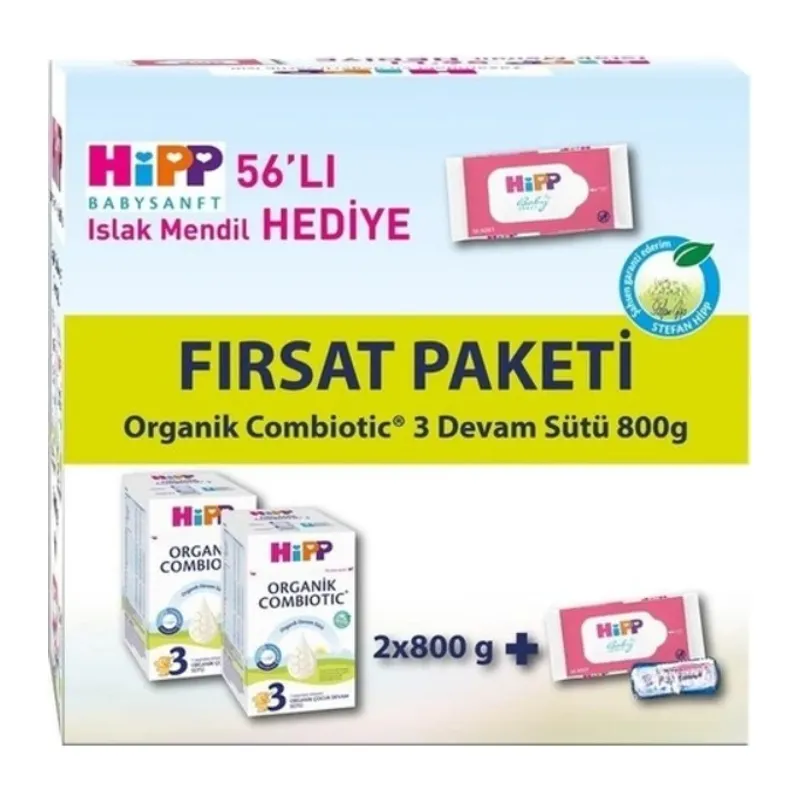 3 Organik Combiotic Bebek Sütü 800 Gr X2 Islak Mendil Hediyeli