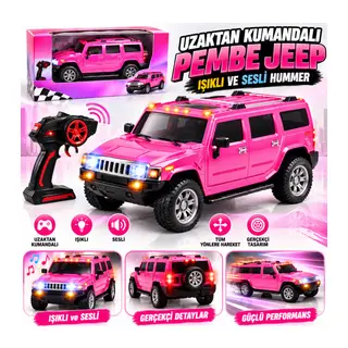 998-1 Pembe Jeep Oyuncak Kumandalı Pembe Parlak Jeep