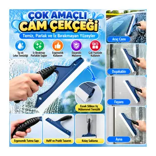 Çok Amaçlı Cam Çekçeği–Araç Camı, Duşakabin, Fayans ve Ayna İçin Leke Temizleme Aparatı