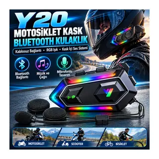Y20 Motorsikletler İçin Kablosuz Bluetooth Kulaklıklı – Suya Dayanıklı, Uzun Ömürlü Batarya, Gürültü Engelleme Özellikli Kask Kulaklığı