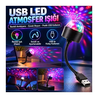 USB Sese Duyarlı 8 Farklı Mod Işıklı LED Atmosfer Işığı – Ambiyans Aydınlatması